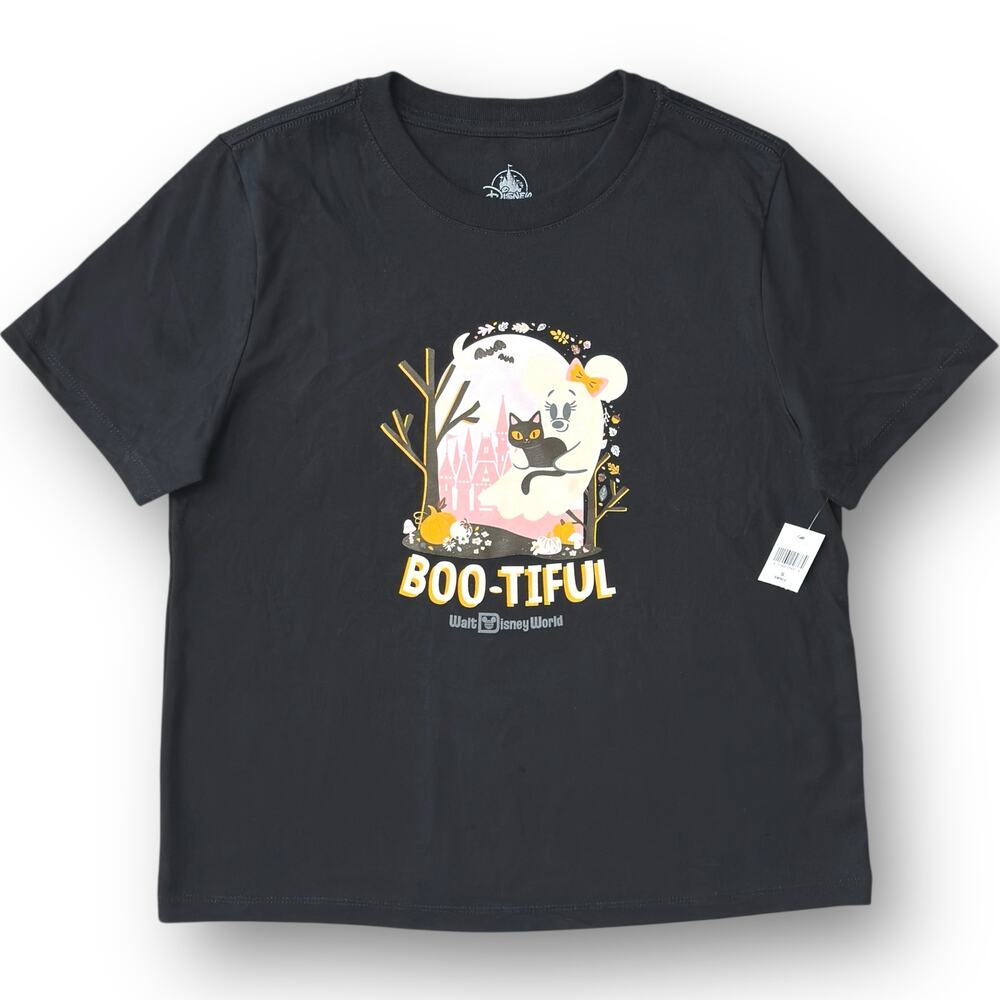 Disney Parks Minnie Cutie Ghost Black T-Shirt Size Small Baby Tee Halloween